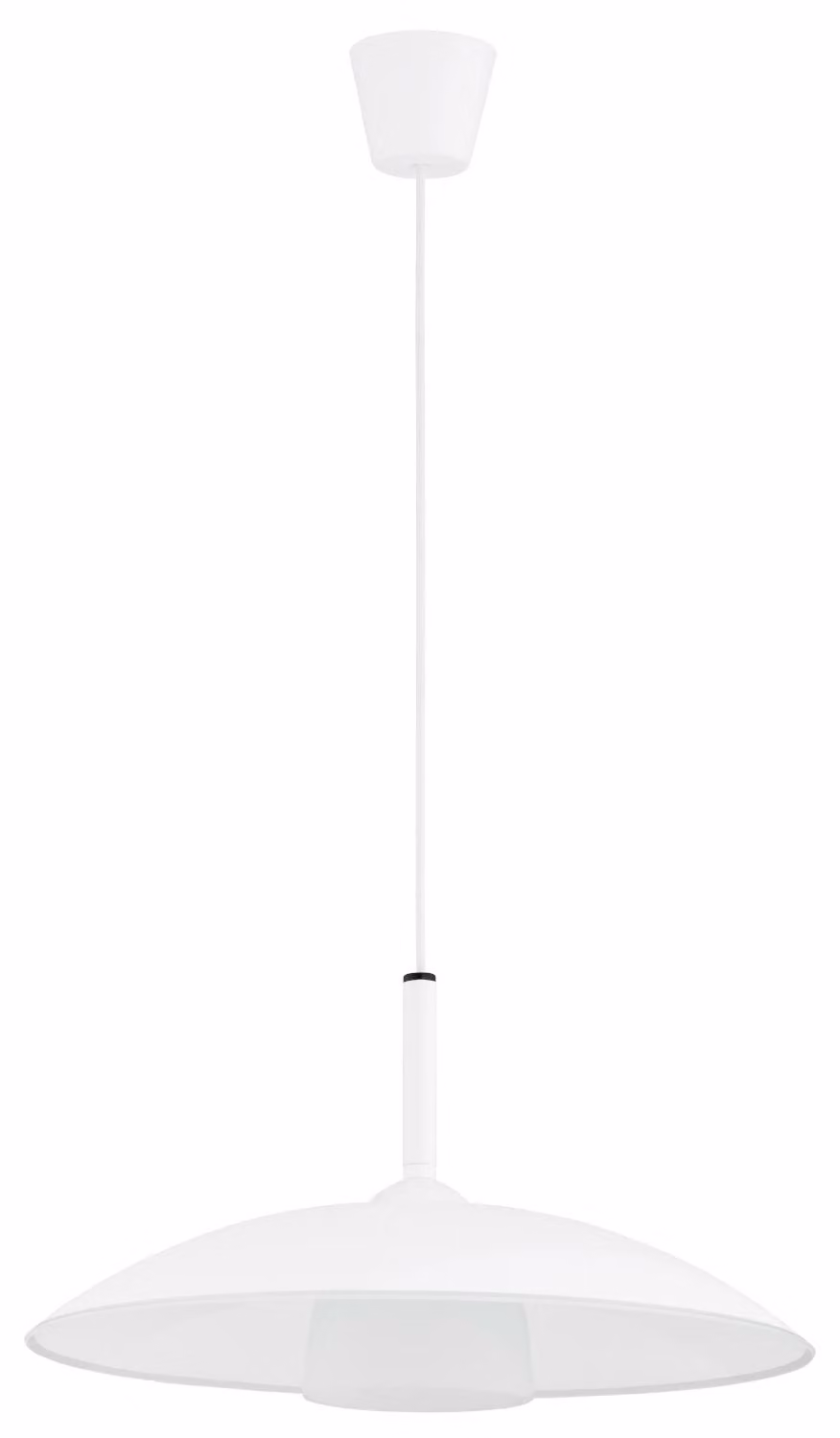 Lampada a sospensione con paralume largo ERSO bianca 1xE27x15W in metallo, dimensioni: 90x48x48 cm, IP20 Alfa