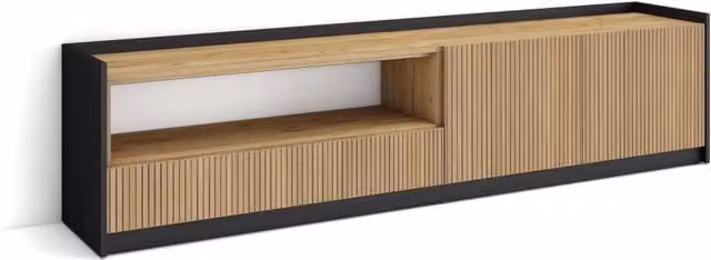 Mobile TV Soggiorno, 207x50x37 cm, Per TV fino a 80", Mobile Soggiorno, Rovere e nero
