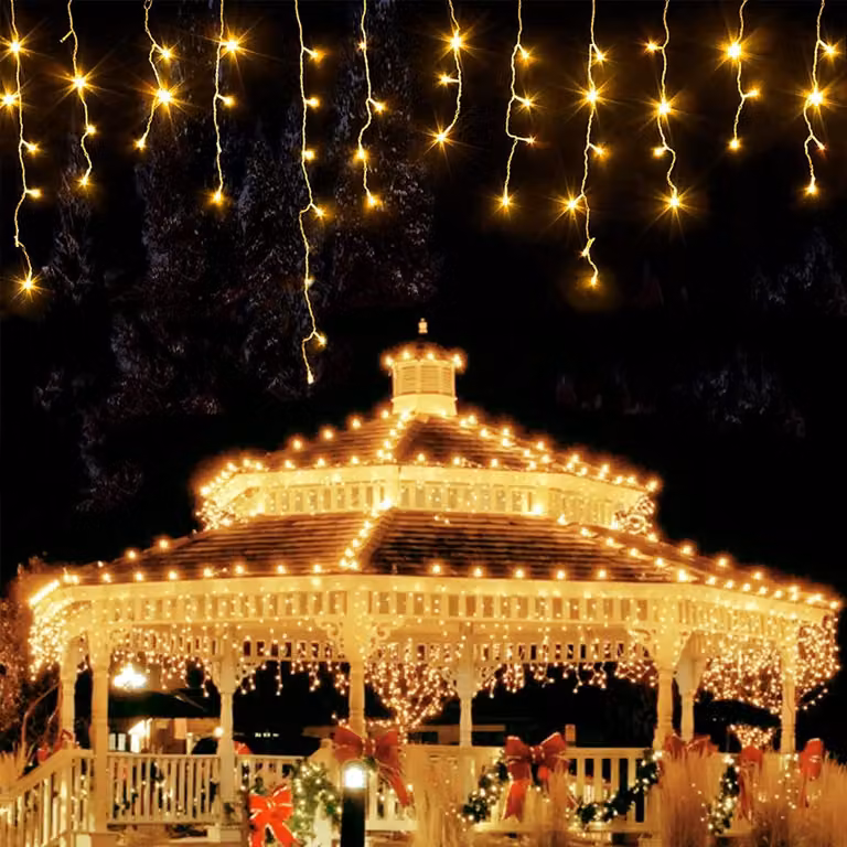 Tenda luminosa a LED, 480 LED, 19 metri, luce bianco caldo, impermeabile