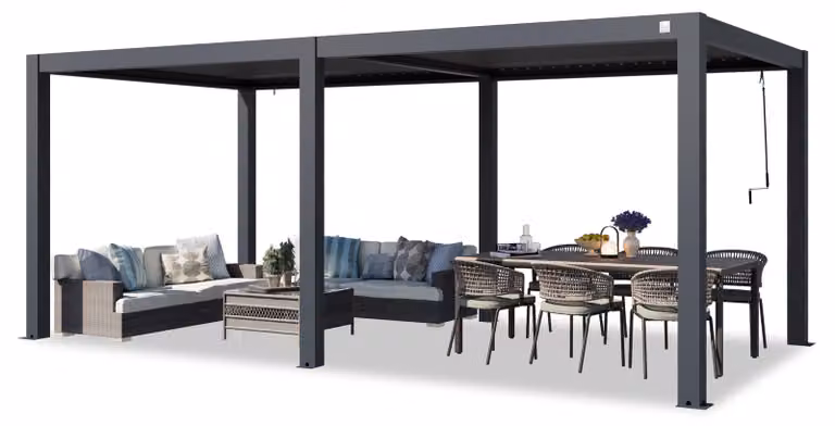 PRIMEYARD Pergola 3x6 m montanti in alluminio con tetto a doghe in alluminio gazebo da giardino antracite