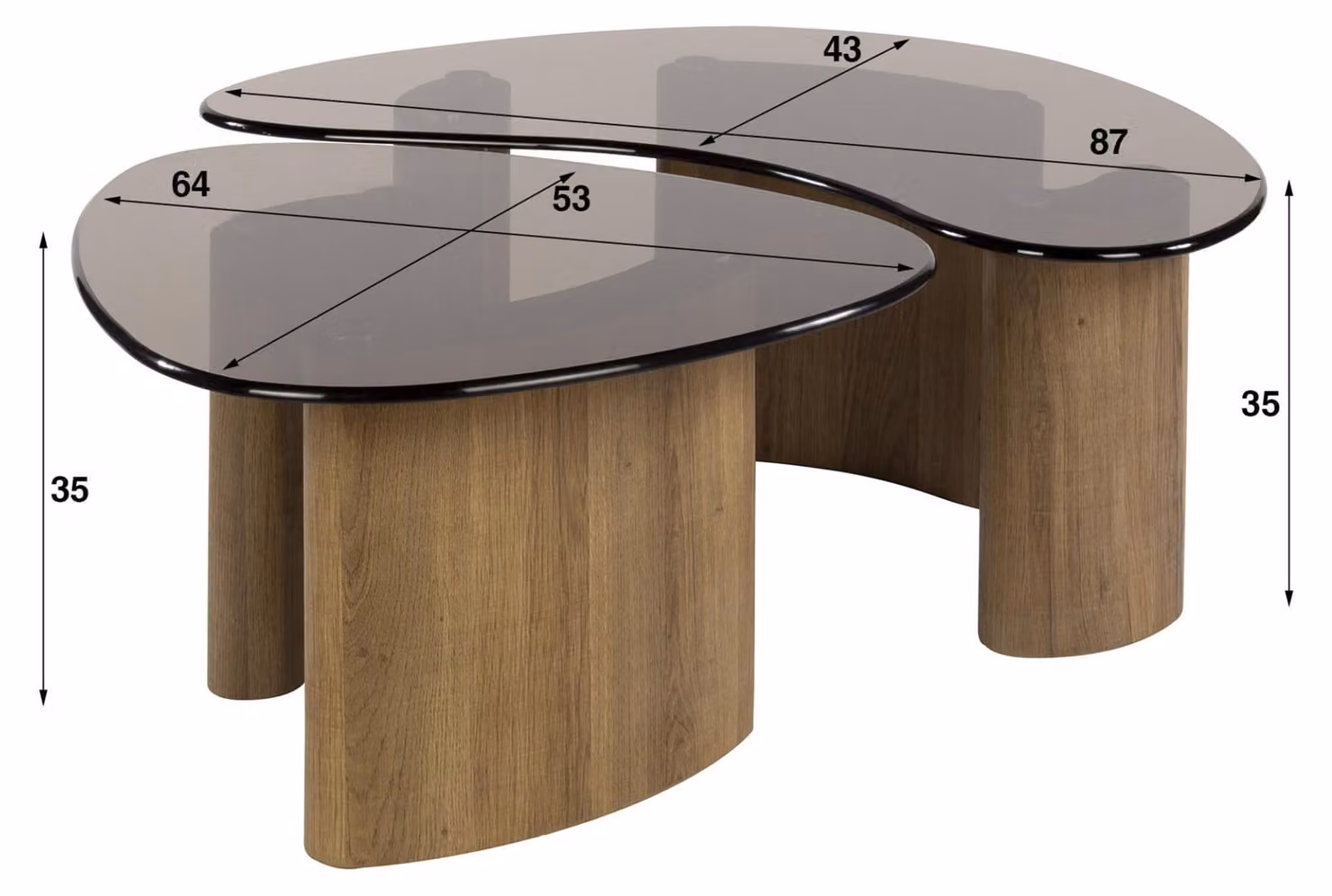 Tavolino FURNLUX Tinto marrone e rovere 87 cm / Colore principale: marrone / Dimensioni: 87 x 35 x 53 cm