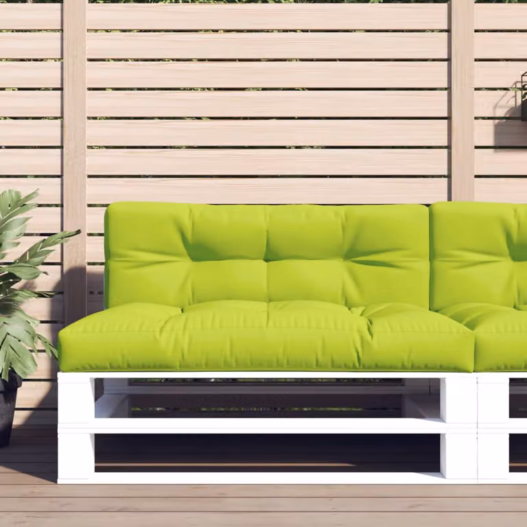 vidaXL Set di 2 Cuscini per Divani in Pallet Verdi in Poliestere Idrorepellente e Resistenti ai Raggi UV L: 120 cm, P: 80 cm, H: 12 cm