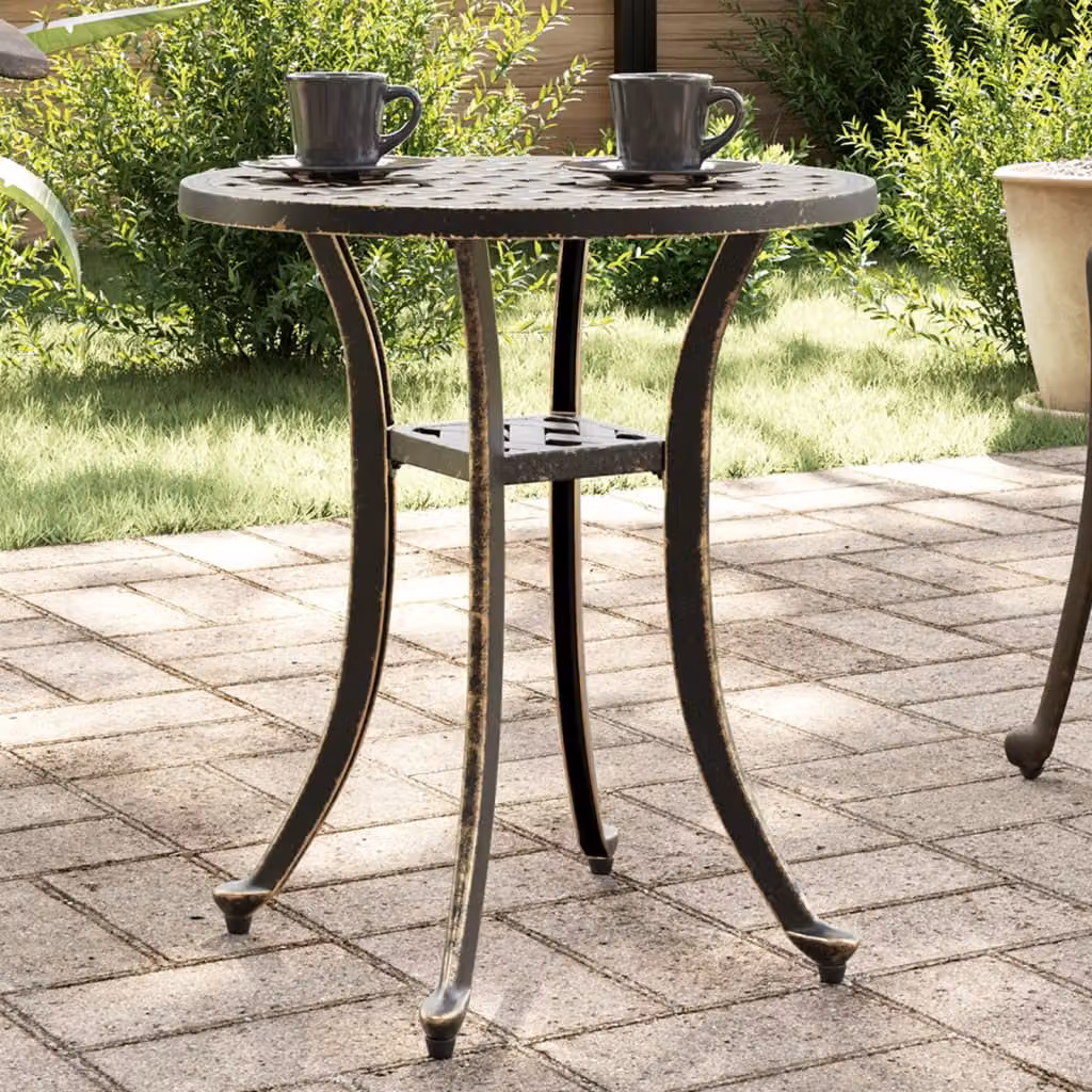 vidaXL Tavolo da giardino rotondo in alluminio pressofuso color bronzo Ø 48 cm, H 53 cm