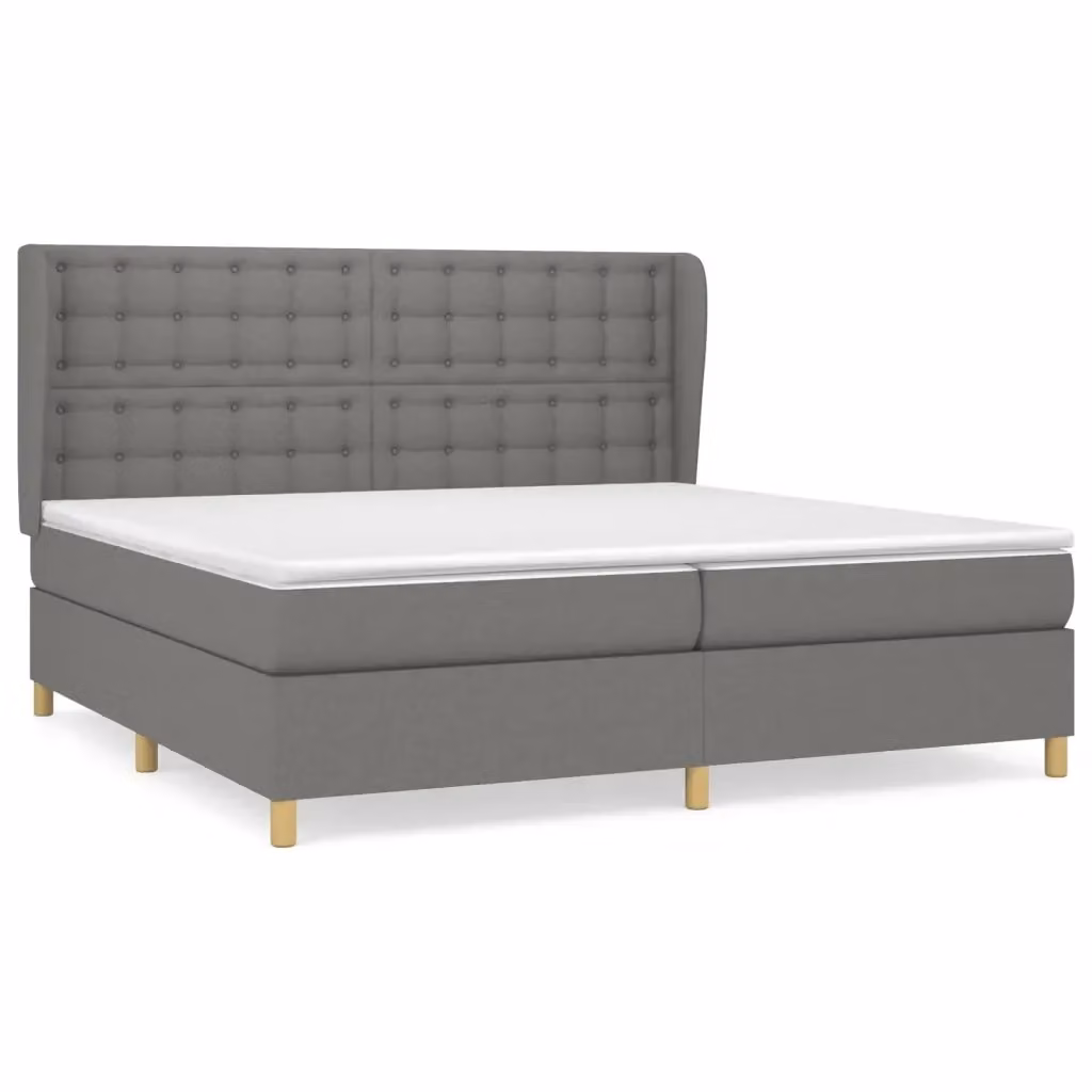 Letto Ibrido vidaXL con Giroletto a Molle e Materasso Grigio e Bianco 200x200 cm – 2