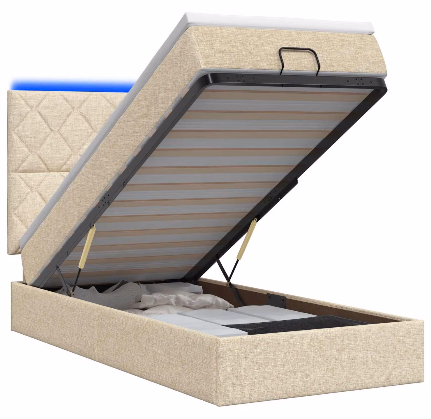 Panca-letto con materasso e illuminazione LED, dimensioni 80 x 200 cm, rivestita in tessuto