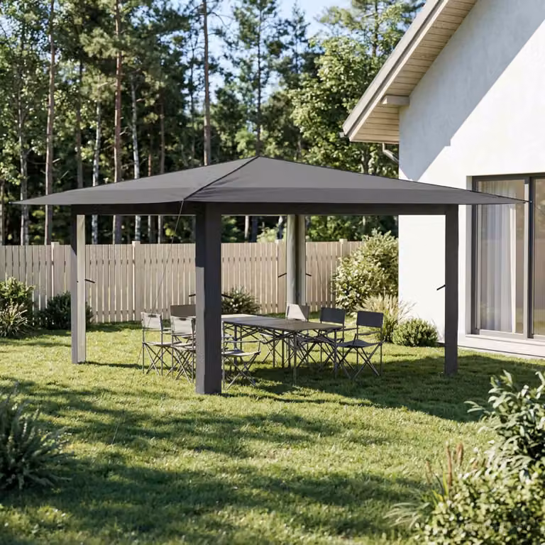 vidaXL Gazebo senza Parete Laterale in Acciaio e Poliestere, Grigio chiaro e Antracite, 4 x 4 m