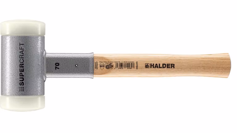 Mazza SUPERCRAFT a facce morbide, non ribattuta, con manico in hickory, Ø 70, nylon