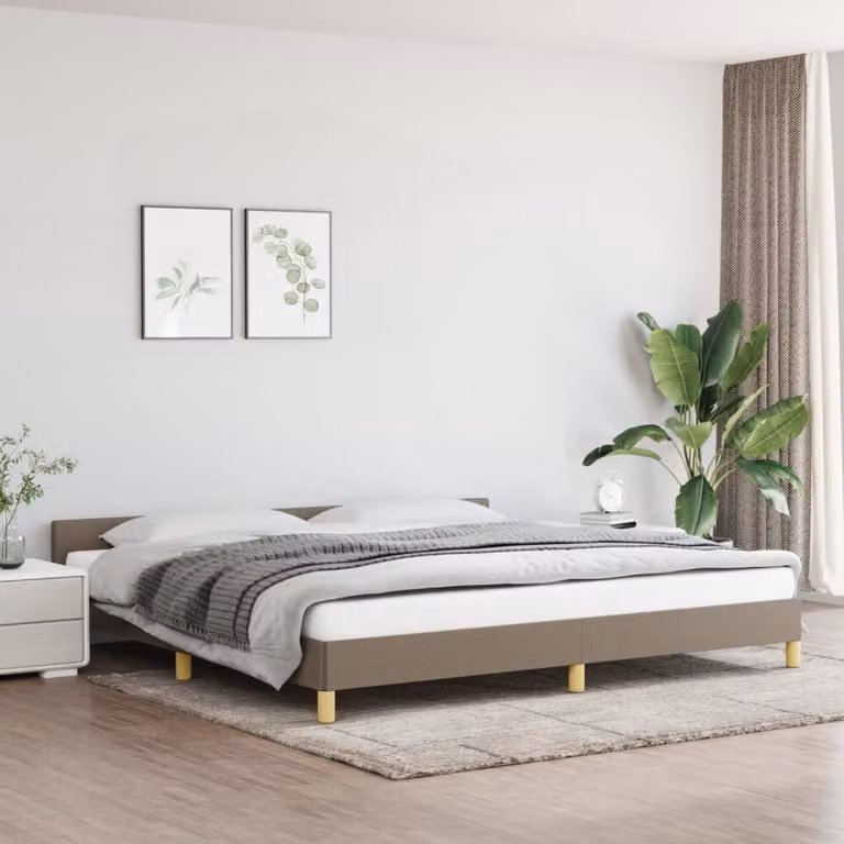 The Living Store Struttura letto con testiera Taupe 200x200 cm in tessuto