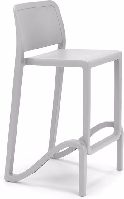 Sgabello moderno Redokasa in plastica impilabile e resistente ai raggi UV, ideale per cucina o giardino, colore Bianco, altezza seduta: 75 cm