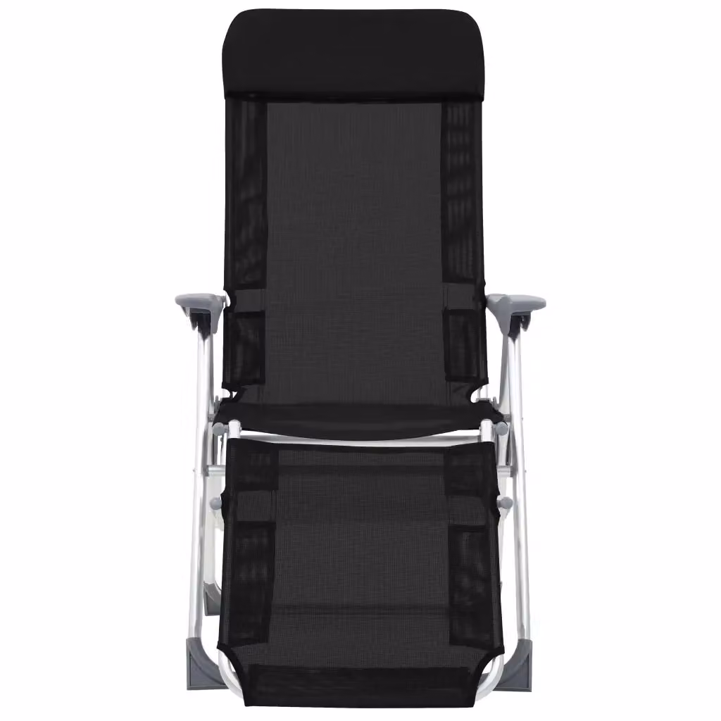 Set di 2 sedie da campeggio pieghevoli vidaXL in textilene nero con struttura in alluminio verniciato a polvere e braccioli – 2