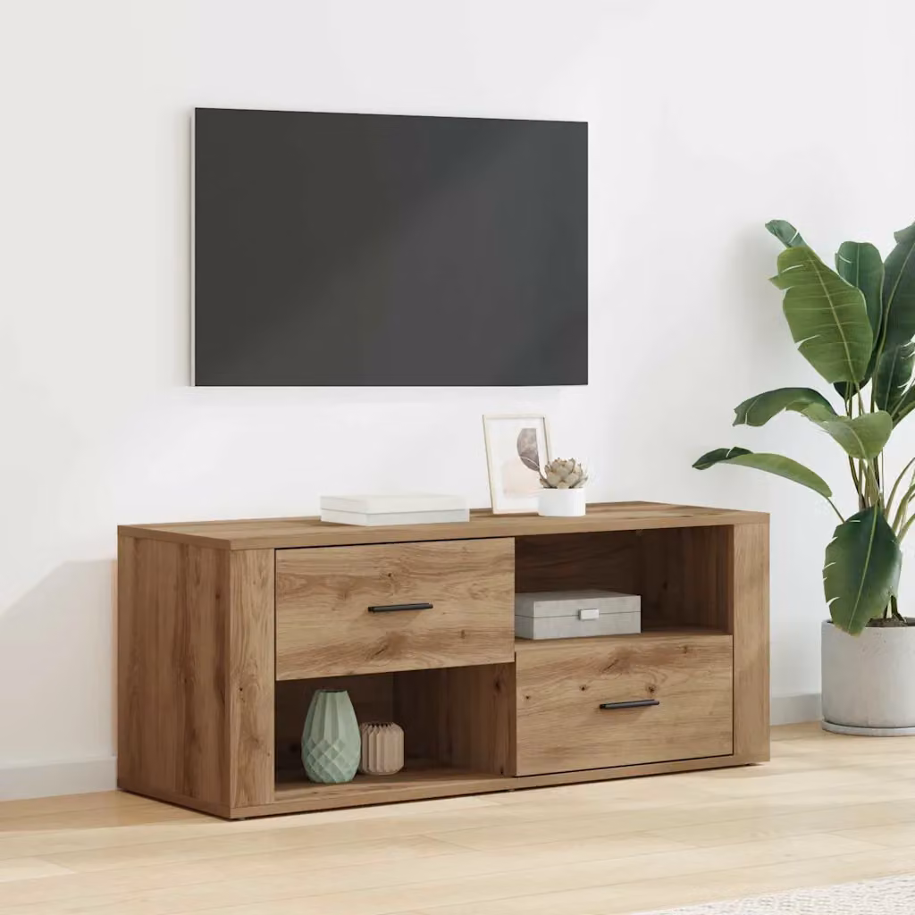 Mobile TV vidaXL in stile rustico marrone con ruote L/P/H: 100 x 35 x 40 cm
