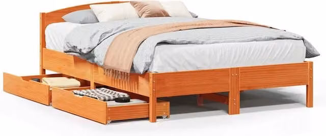 Letto matrimoniale | Letto per adulti | Letto senza Materasso Marrone Cera 150x200 cm in Legno di Pino