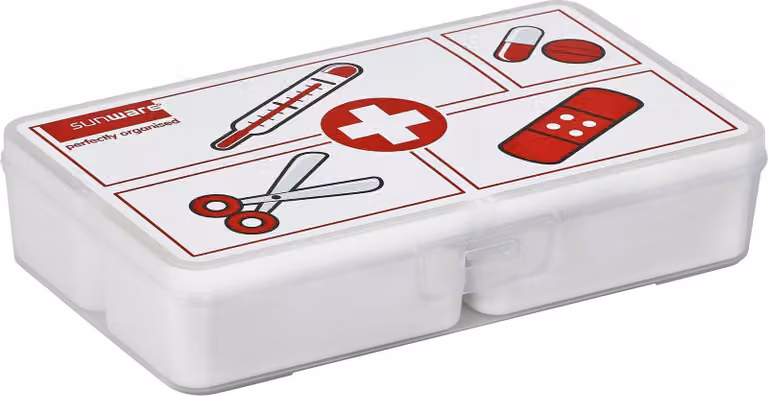 Sunware Q-line First Aid assortimentbox 5 delig transp/wit