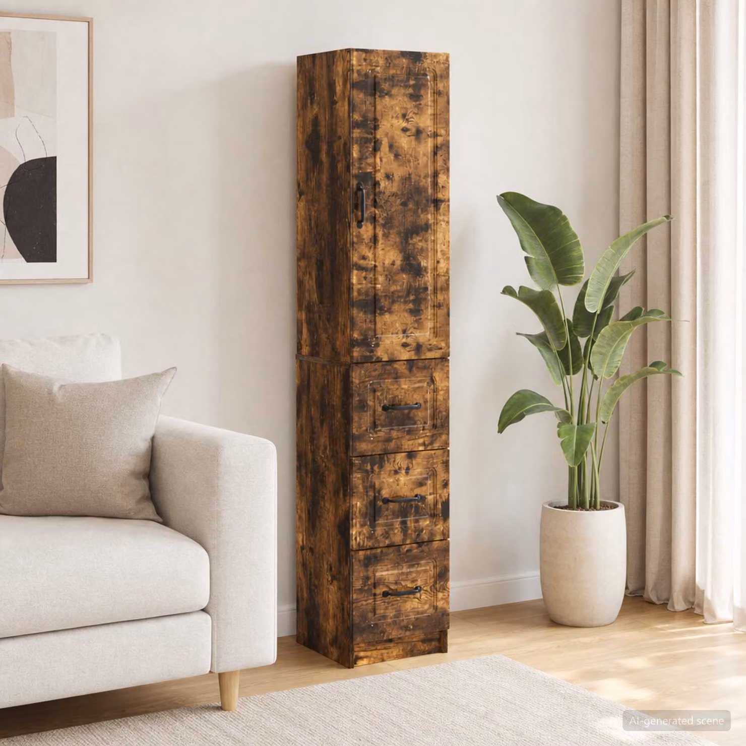 Set di 2 armadi moderni vidaXL in legno e metallo marrone con ante e ripiani, L/P/H: 33 x 34,5 x 87 cm