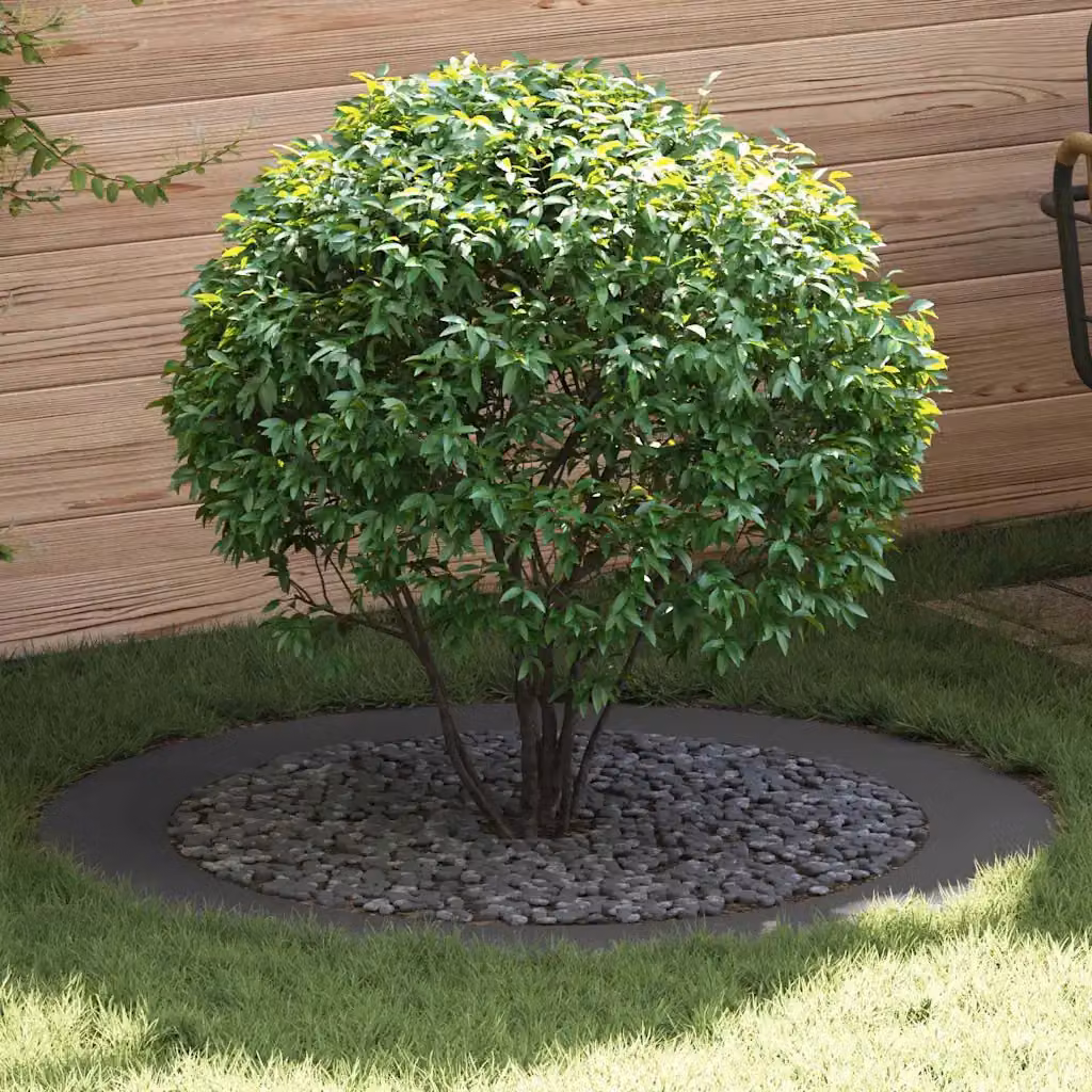 Set di 5 anelli d'albero piatti vidaXL in acciaio nero per giardino ornamentale Ø 120 cm