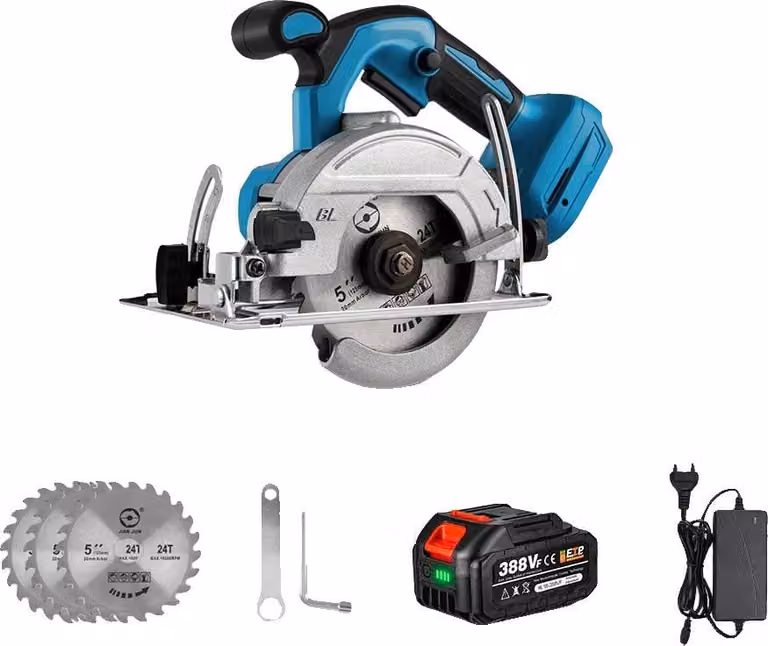 Seghetto circolare, motore brushless, angolo di taglio regolabile, set di 1 batteria da 3,0 Ah