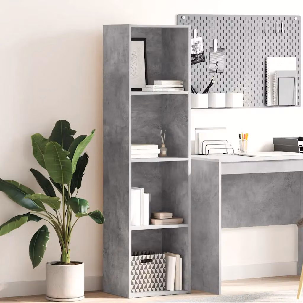 Libreria moderna vidaXL in legno e MDF Grigio, con pannello posteriore, da appendere al muro L: 40 cm, P: 30 cm, H: 152 cm