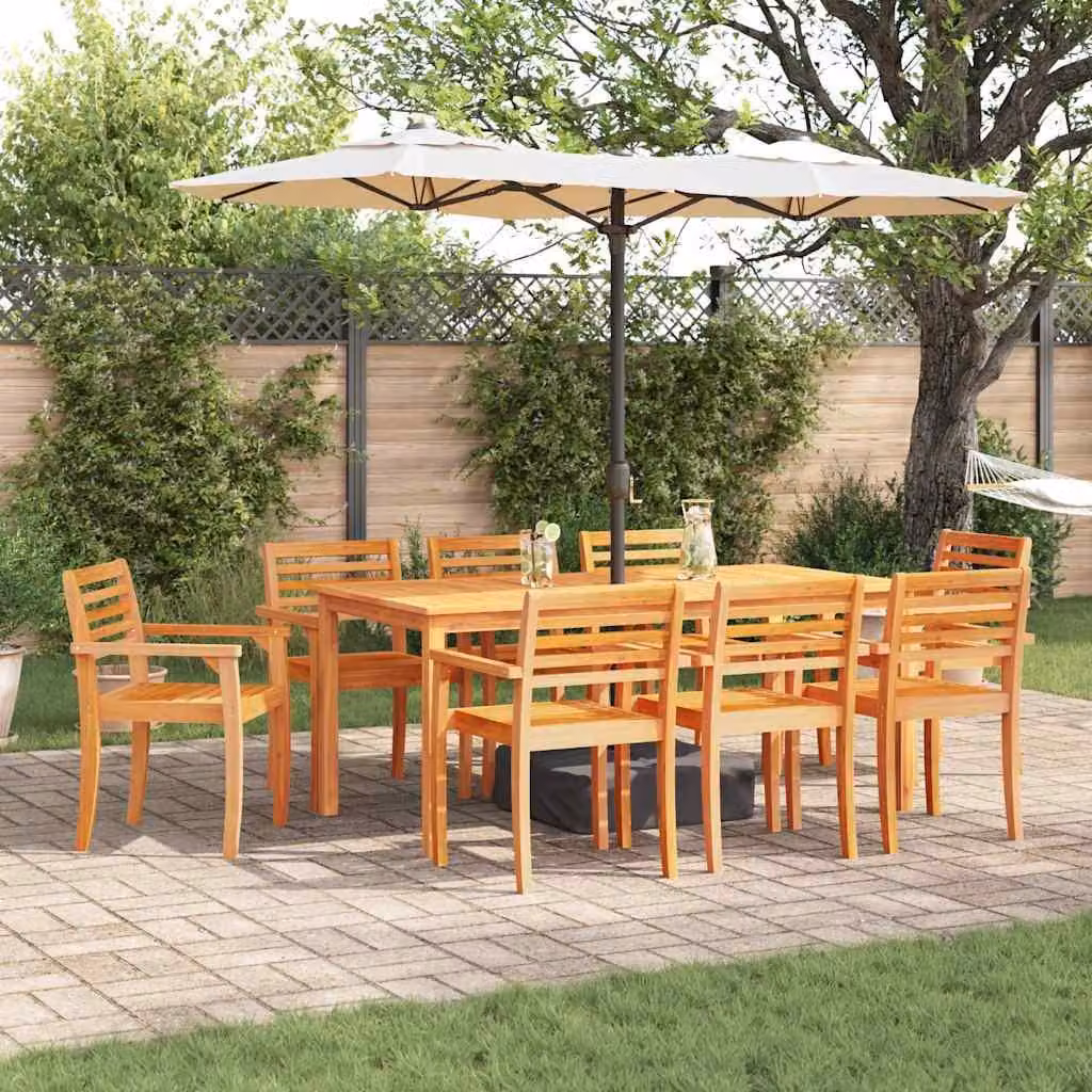 Maison Exclusive - Set da pranzo per esterno, 9 pezzi, legno massello di acacia, colore marrone