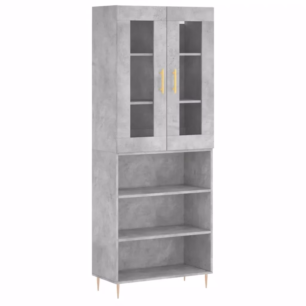 Credenza Buffet Armadio Design Mania Grigio Cemento con Ante in Vetro per Cucina e Soggiorno L/P/H: 69,5 x 34 x 180 cm – 2