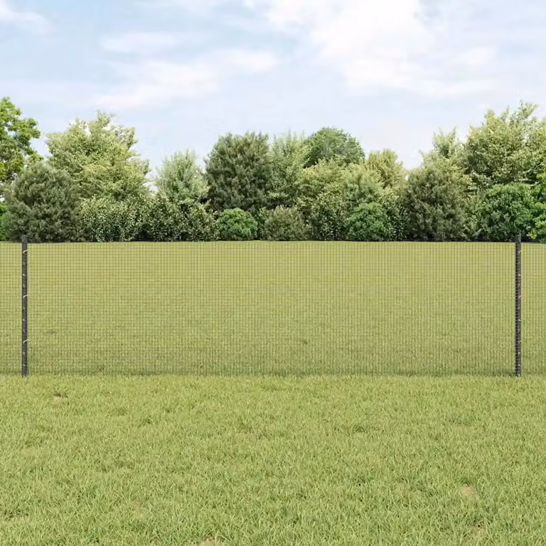 Recinzione in rete saldata con pali vidaXL in acciaio e PVC, Grigio, L: 50 m, H: 0,6 m