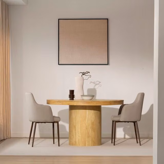 Tavolo da pranzo rotondo Venier Banak in legno massello di mango marrone Diametro: 130 cm