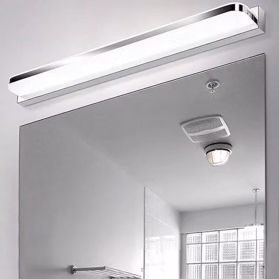 Specchio da parete, da incasso, acciaio inossidabile, 42 cm, 9 Watt, 230 Volt, bianco, 4000 K, impermeabile, luce neutra.
