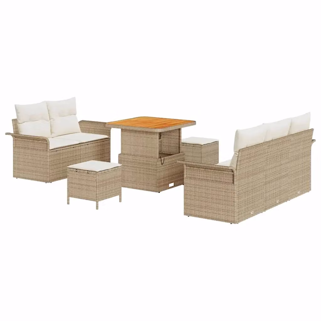 vidaXL Set Divano da Giardino 8 posti con cuscini Beige e Crema – 2