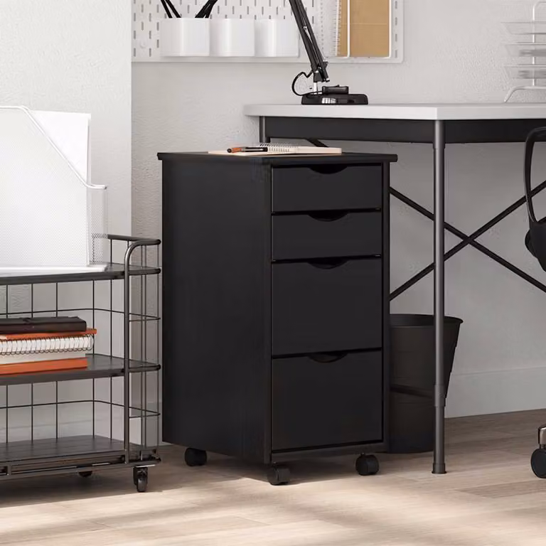 vidaXL Armadietto Rotante con Cassetti MOSS Nero Legno Massello Pino