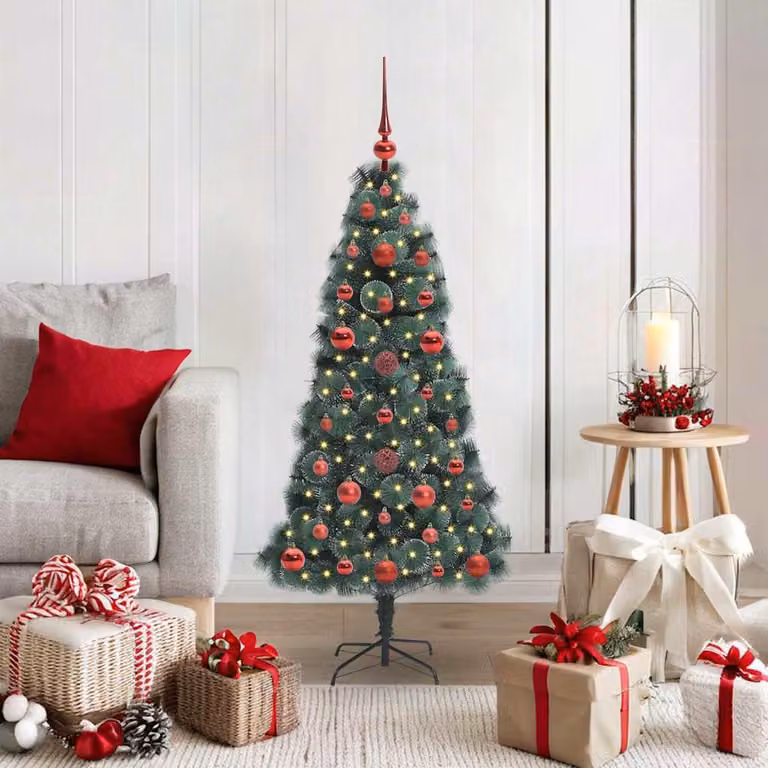 Maison Exclusive - Albero di Natale artificiale illuminato con set di palline verdi