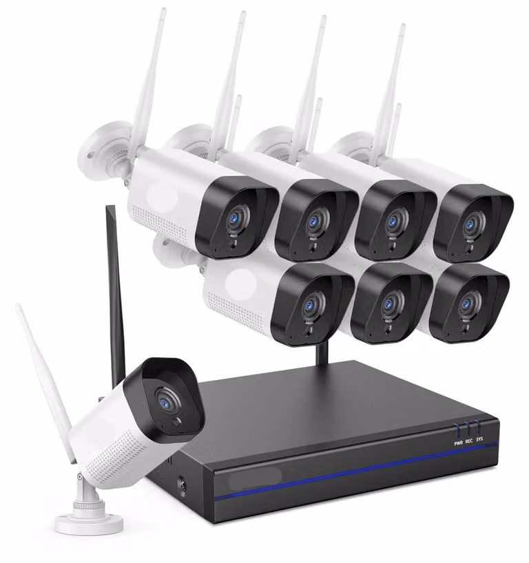 Kit di telecamere di sicurezza wireless – Telecamera di sorveglianza – Risoluzione 3MP – Visione notturna – Grado di protezione IP66 (resistente all'acqua)