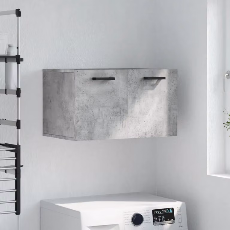 Mobile a parete vidaXL moderno in legno multistrato e MDF, Grigio Cemento, L: 60 cm, P: 36,5 cm, H: 35 cm