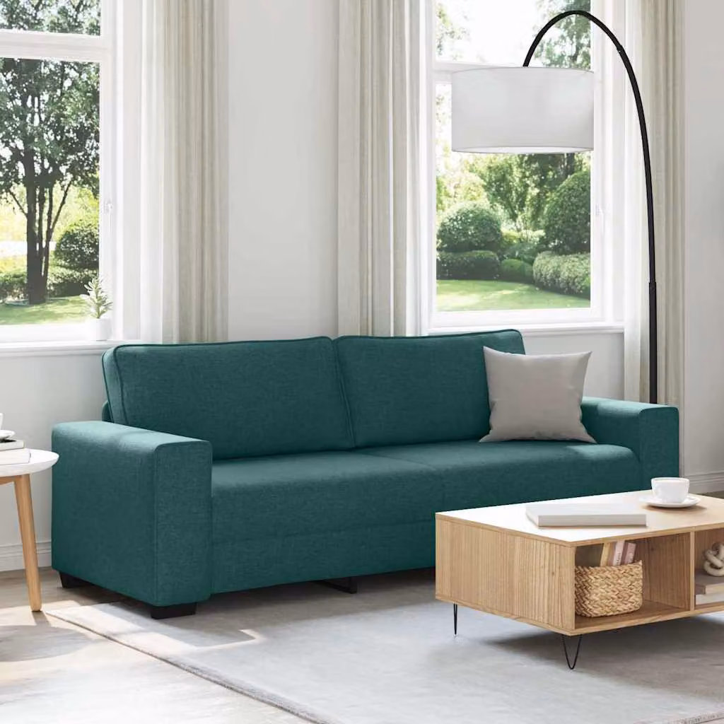 vidaXL Divano a 3 Posti Moderno in Tessuto Verde con Cuscini, L: 220 cm, P: 77 cm, H: 82 cm