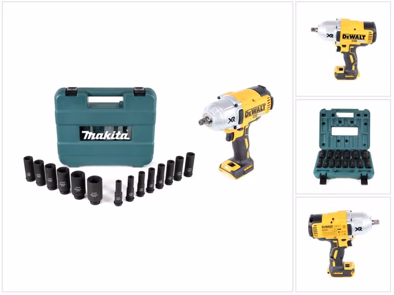 DeWalt DCF 899 N Avvitatore ad impulsi a batteria 18V + Set di 14 chiavi a bussola Makita B-52308 - senza batteria, senza caricabatterie