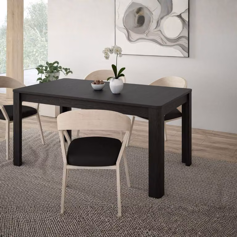 Tavolo rettangolare allungabile Mono Core 160/206 cm con allunga centrale colore nero