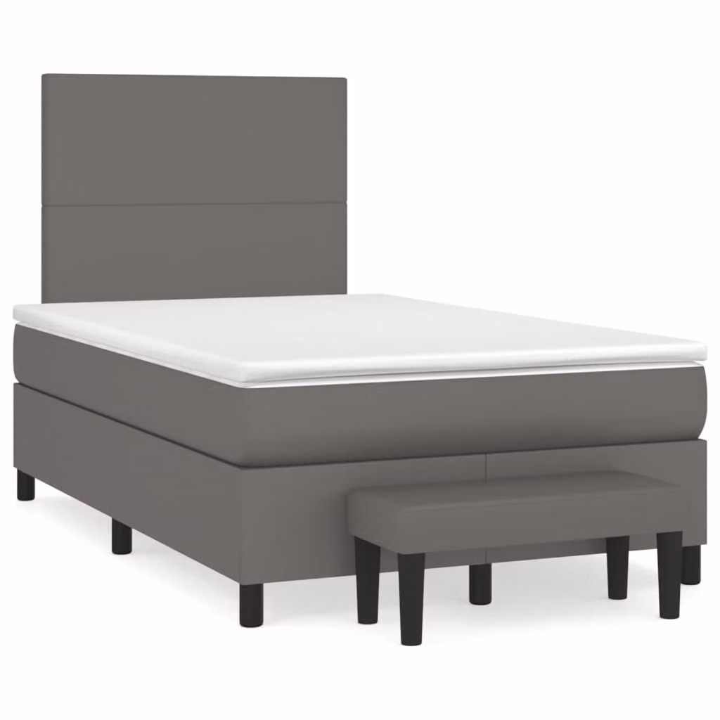 Giroletto a Molle con Materasso Grigio 120x200 cm in Pelle finta