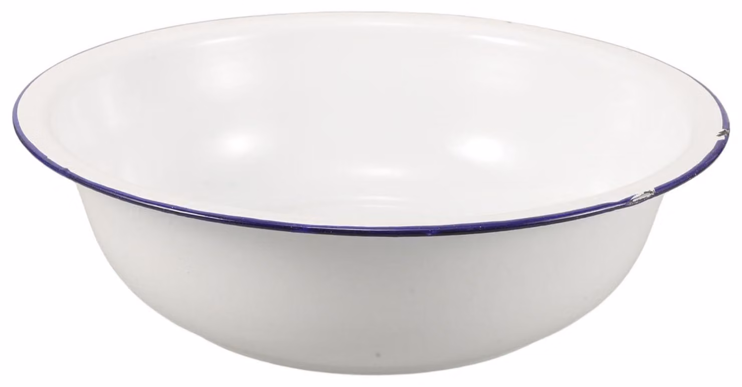 Vaschetta per pediluvi in smalto, 30,5 cm, stile vintage, bianca con bordo blu, multifunzionale per uso domestico e spa