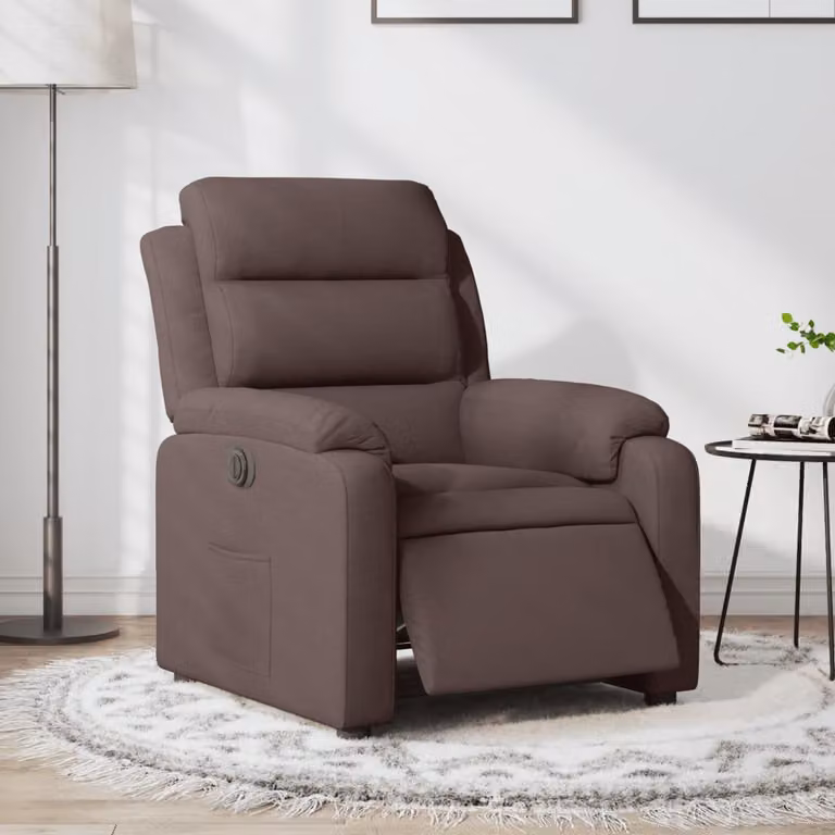 vidaXL Poltrona Elettrica Reclinabile in Tessuto Marrone con Braccioli e Funzione Auto-Return