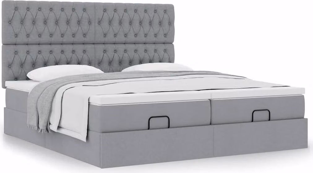 Struttura Letto Pouf con Materassi 200x200 cm in Tessuto