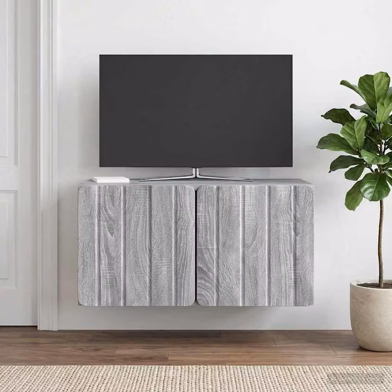 Mobile Porta TV da Muro vidaXL Moderno in MDF Grigio L: 59,5 cm, P: 31 cm, H: 30 cm