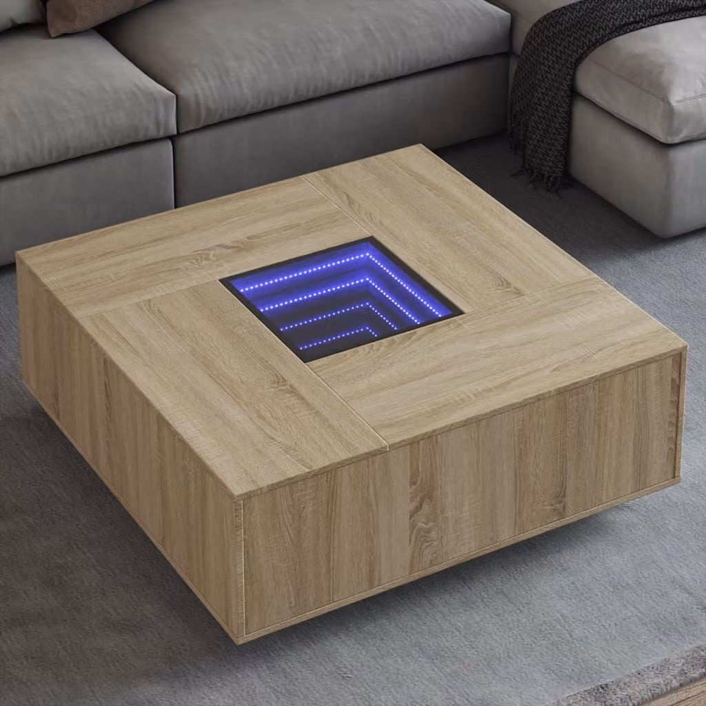 Tavolino da salotto moderno vidaXL Infinity in legno Rovere Sonoma, L: 100 cm, P: 100 cm, H: 40 cm
