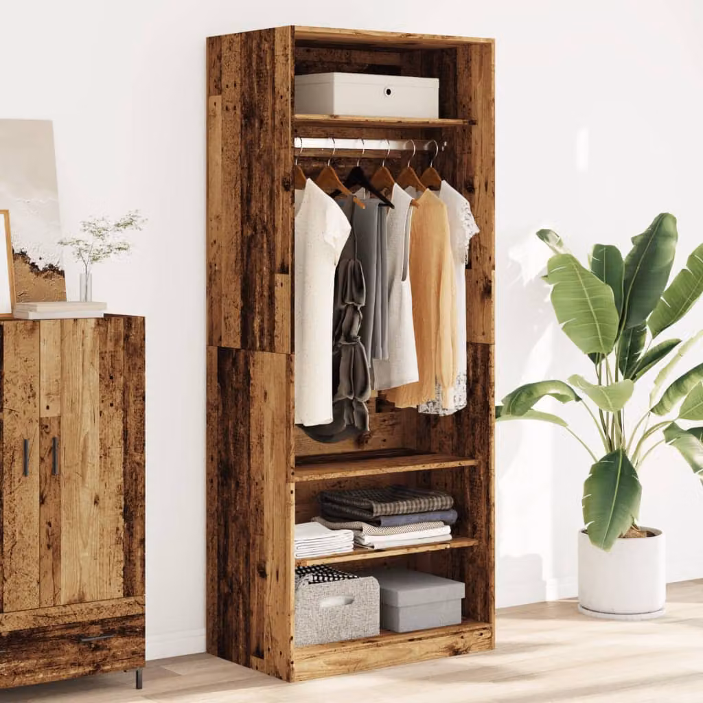 Armadio in legno marrone vidaXL con ante a battente e ripiani interni L: 80 cm, P: 50 cm, H: 200 cm – 1