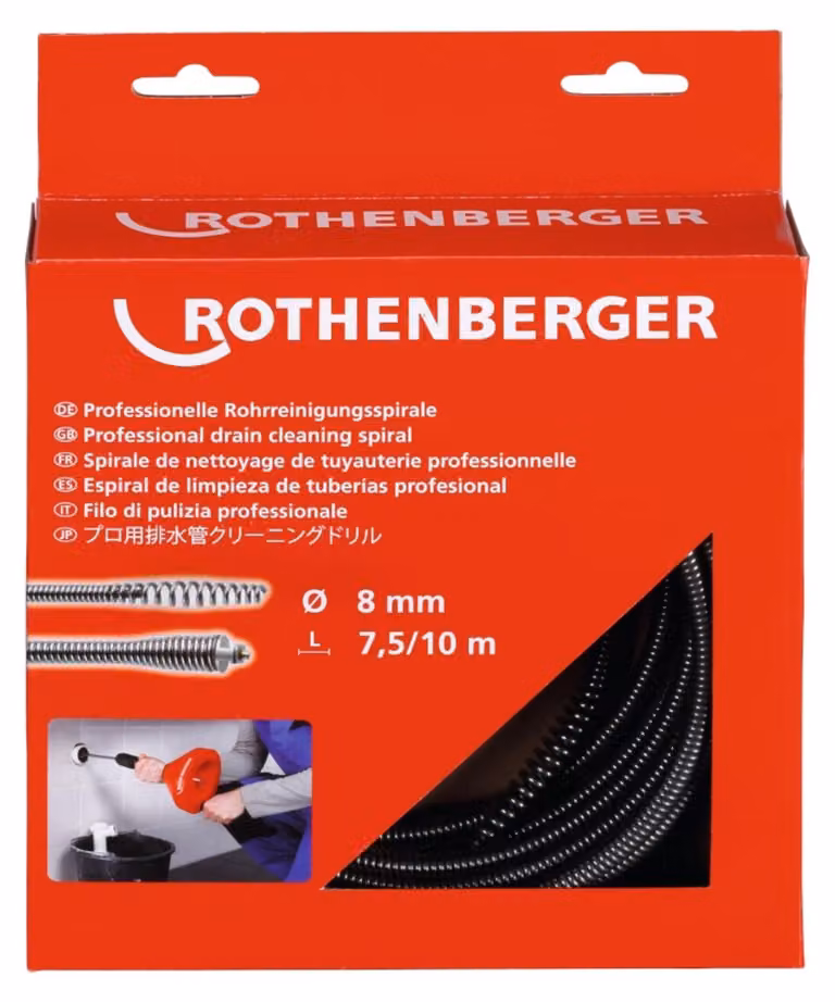 Spirale Rothenberger, 8 mm x 7,5 m, con testa a mazza, 1 pz.