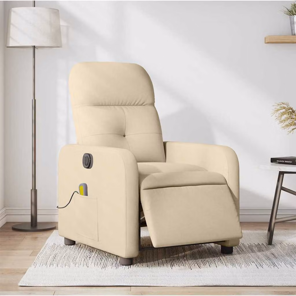 vidaXL Poltrona Reclinabile Massaggiante Elettrica in Tessuto Beige