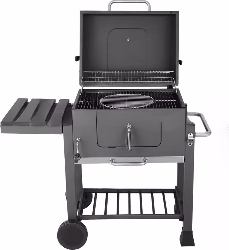 Carrello per barbecue HoutskoolgrillxxL - Griglia a carbone - BBQ - Affumicatore - Ampia superficie per grigliare - Con ruote - Maniglia in acciaio inox - Ideale per terrazza, giardino e aree esterne