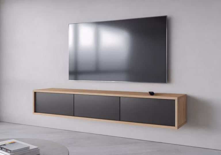 Tavolino sospeso per TV IRVING 1 - rovere oliato / antracite
