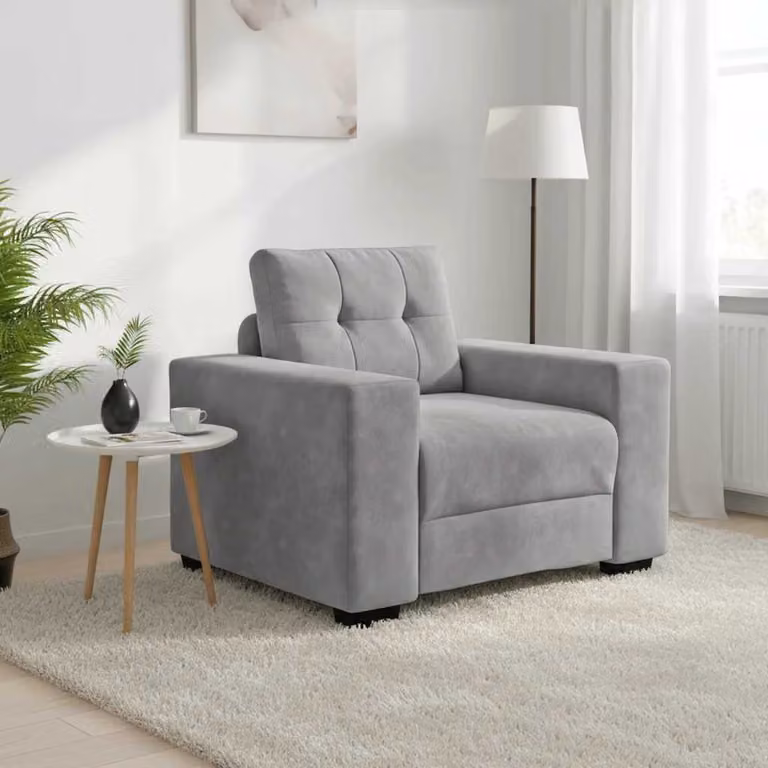 Poltrona moderna vidaXL in velluto grigio con braccioli L/P/H: 100 x 78 x 80 cm