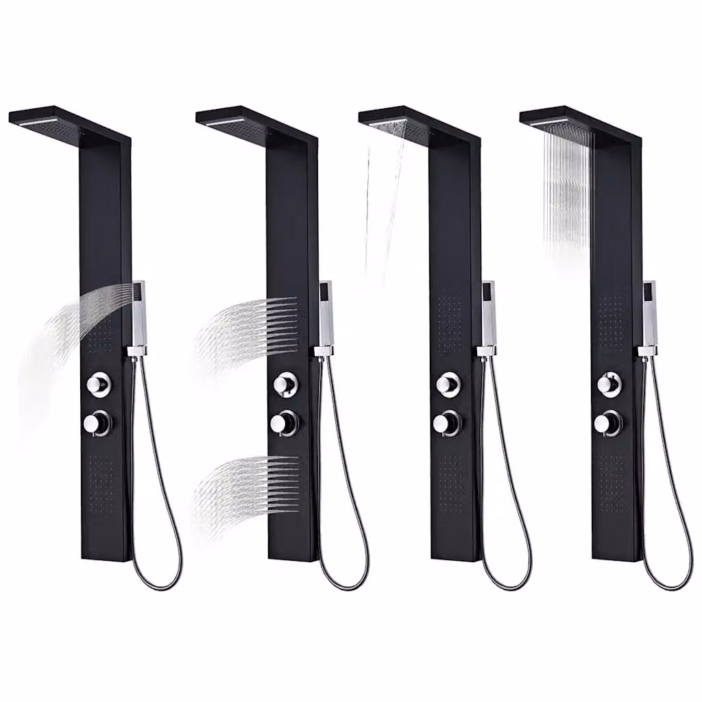 Sistema Pannello Doccia in Alluminio Nero Opaco vidaXL L/P/H: 130 x 47 x 15 cm – 2