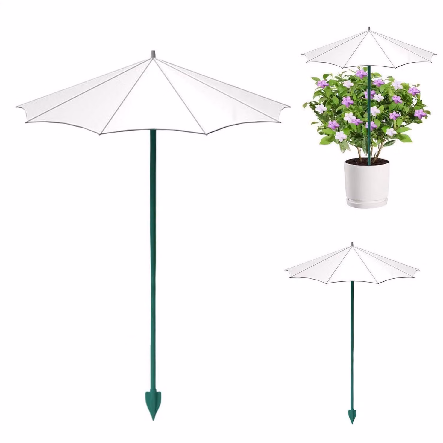 Set di 3 parasole per piante, diametro 26,5 cm, altezza 34 cm, colore bianco