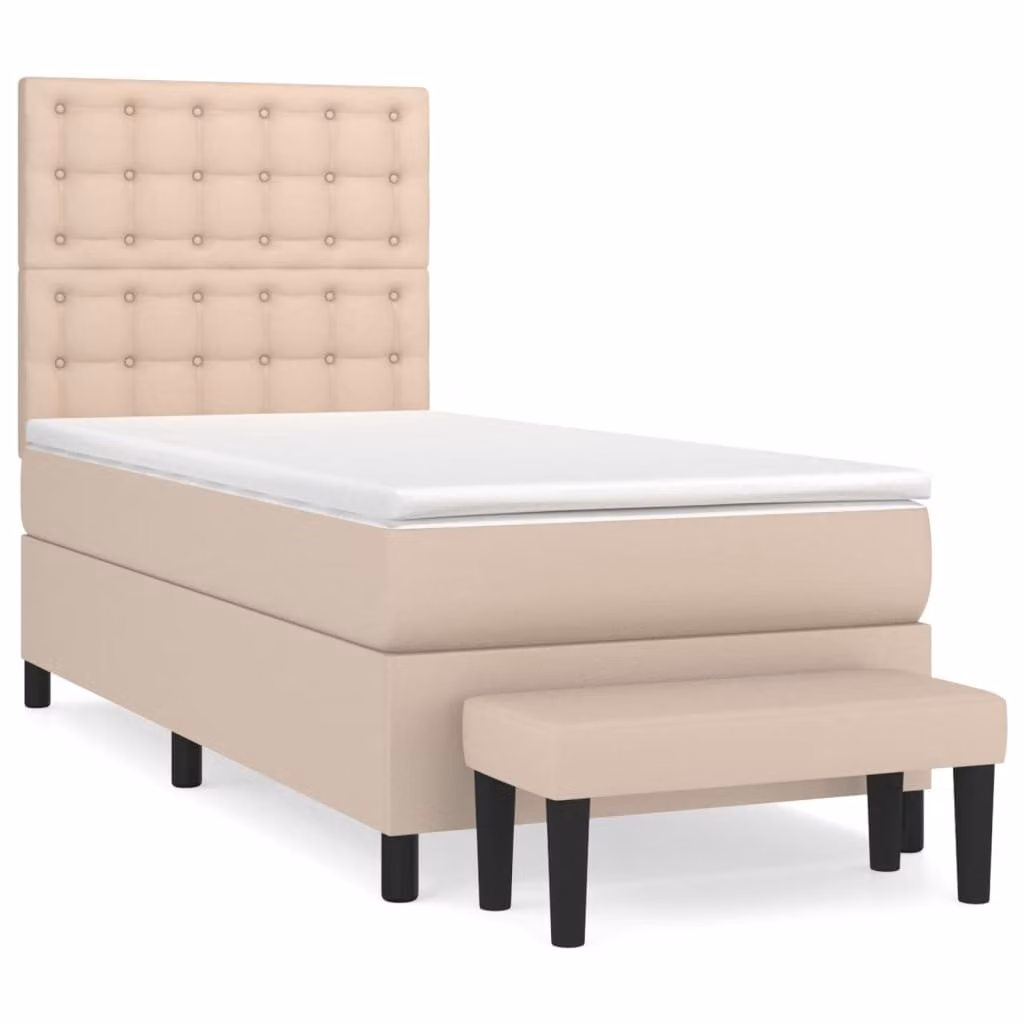 Giroletto a Molle con Materasso Cappuccino 100x200cm Pelle finta