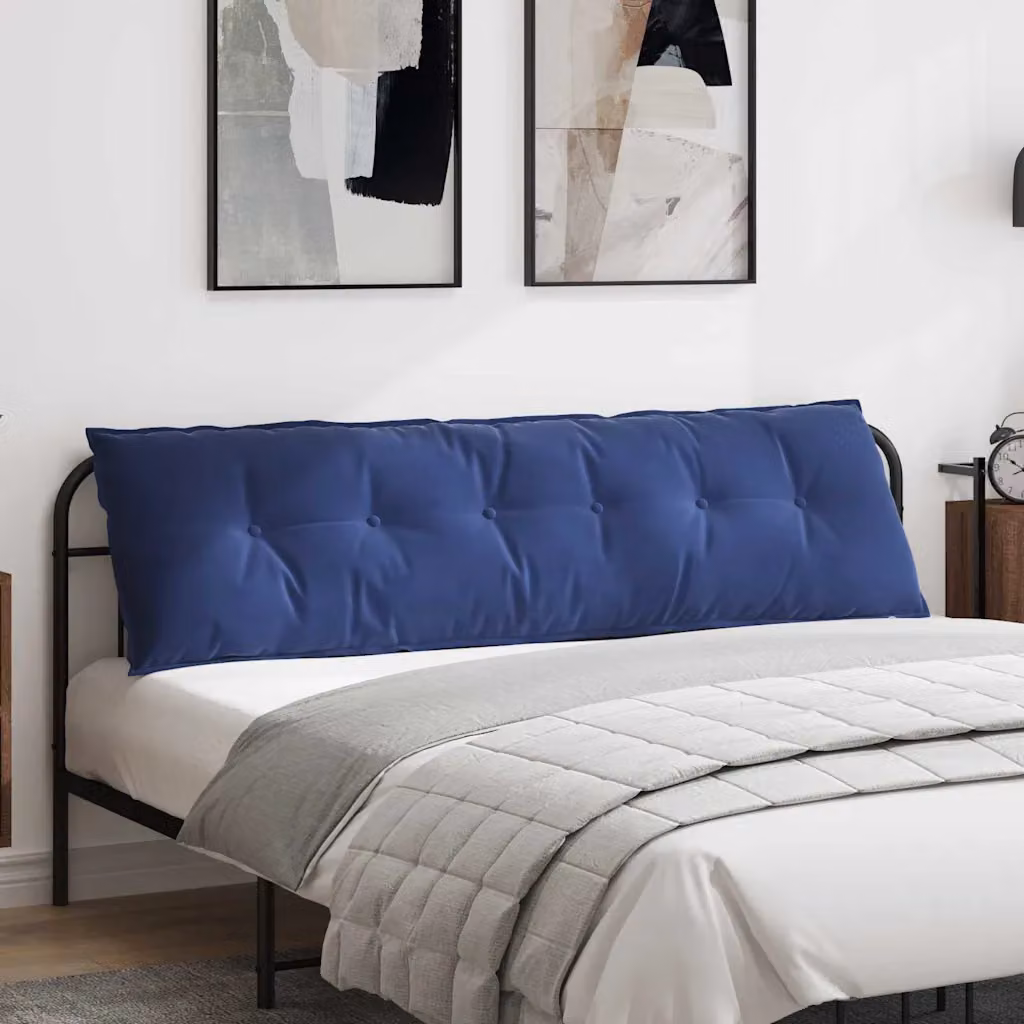 vidaXL Cuscino per Schiena Blu in Velluto a Costine con Rivestimento Rimovibile L: 180 cm, P: 50 cm, H: 19 cm